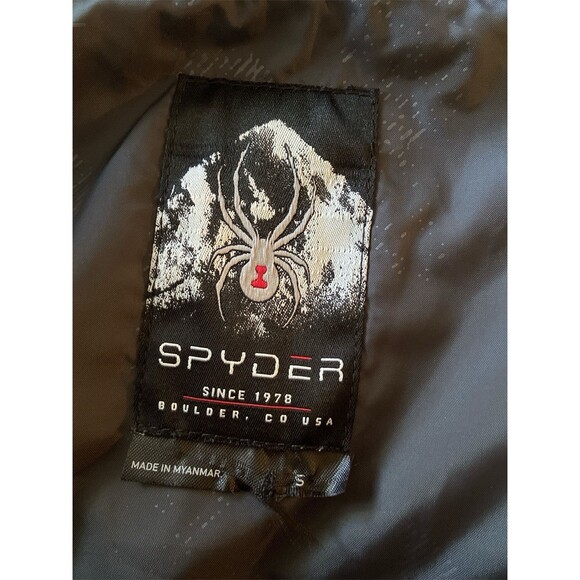 Spyder Blue and Gray Ski Jacket with Yellow Accents - Picture 16 of 16